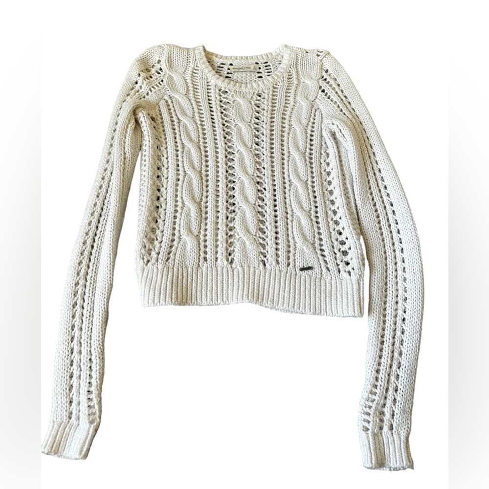 Abercrombie and Fitch White Casual See Through Pullover Sweatshirt Sweater Small